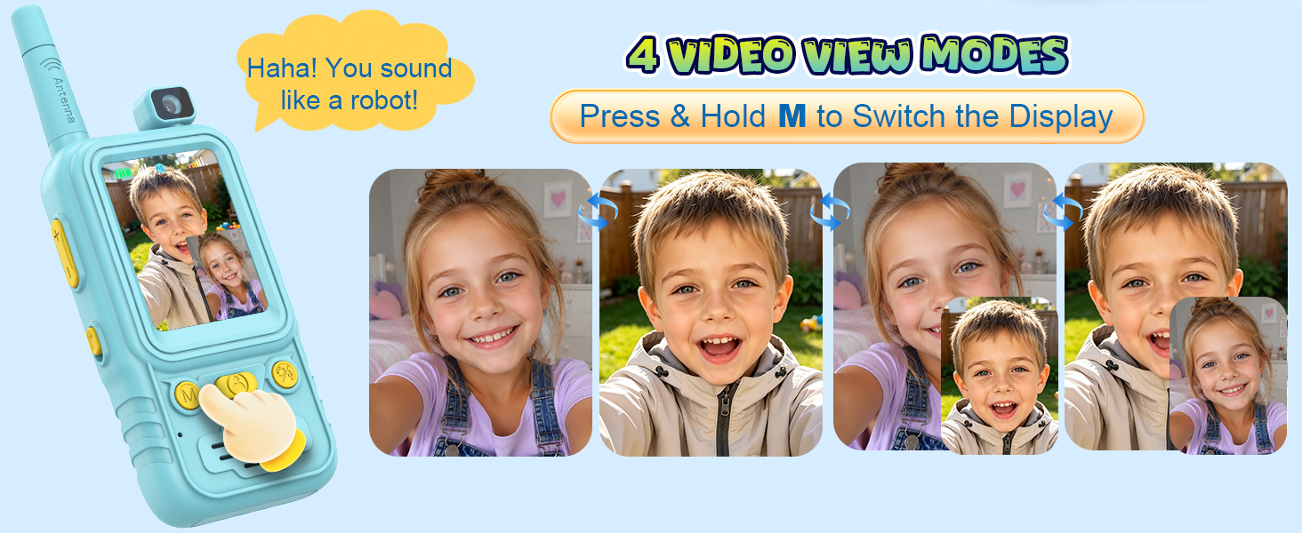 2-Pack Video Walkie Talkies for Kids Boy Girl Age 4-10 Toy Rechargeable Birthday Gift Indoor Outdoor