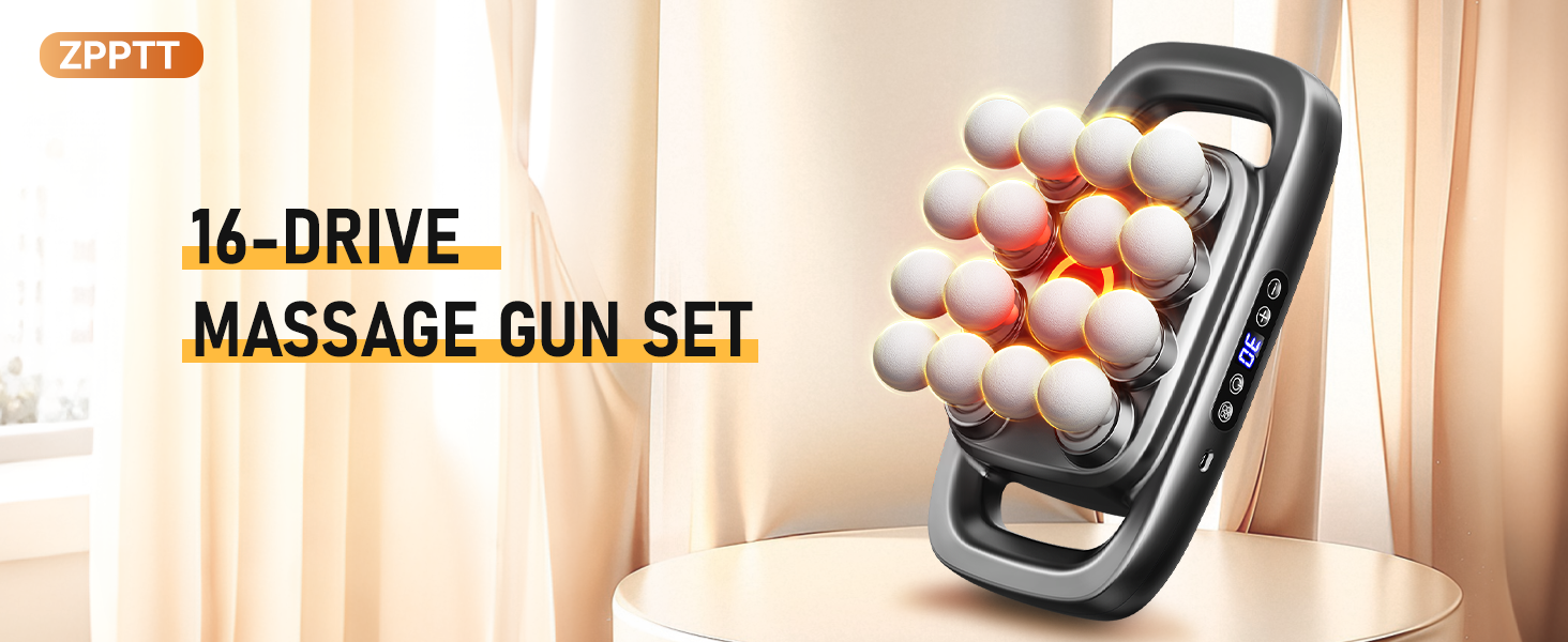 16-drive massage gun set with heated nodes