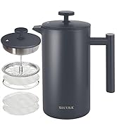 Secura French Press Coffee Maker, Double-Wall 304 Grade Stainless Steel Coffee Press with 2 Extra...