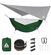 CROSSHIP Camping Hammock with Mosquito Net and RainFly Tarp - 2 Person Hammock, Portable Parachut...