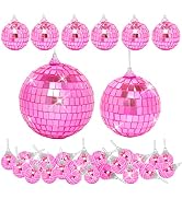 32 Pack Mini Disco Balls Decorations Different Sizes Mirror Ball with Hanging String Small Disco ...