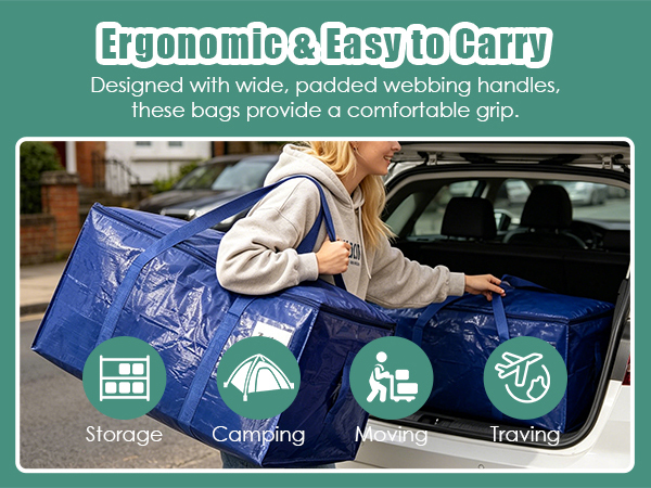 Extra Heavy Duty Large Moving Bags with Strong Zipper &amp;amp; Carrying Handles