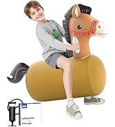 JOSEN Bouncy Horse Hopper Giant Ride On Toys, Inflatable Bouncing Animal Hopper with Hand Pump, J...