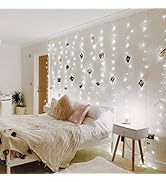 Lighting EVER 306 LED Curtain Lights Cool White, Hanging Fairy String Lights for Bedroom Wall, In...