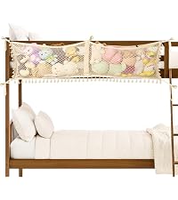 Stuffed Animal Storage Net for Kids, Toy Organizer Net, Cotton, Beige