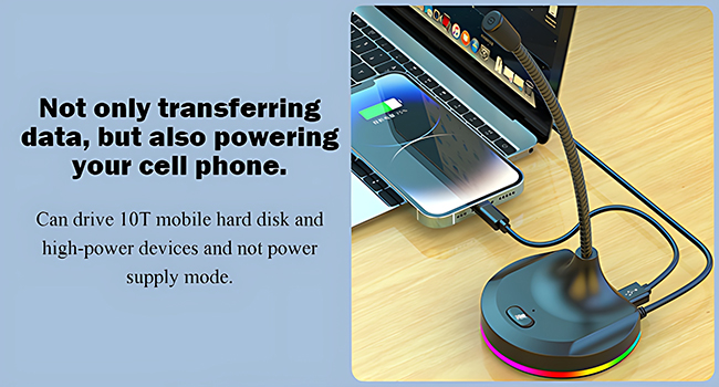 M8 USB Computer Microphone with Mute Button and RGB Lighting,Plug&amp;amp;Play Mic for Conference