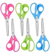 OneName Left-Handed Kids Scissors,5 Inch Left handed Scissors for Kids,Stainless Steel Blade Comf...