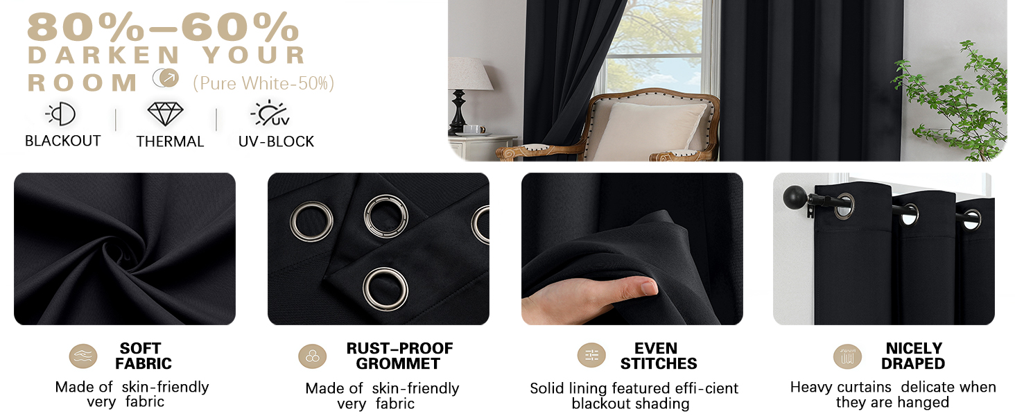 black curtains