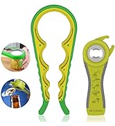 Jar Opener, 5 in 1 Multi Function Can Opener Bottle Opener Kit with Silicone Handle Easy to Use f...