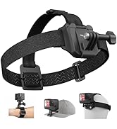 TELESIN Head Strap Mount with Cap Clip, Quick Release Head Belt Mount Compatible with GoPro Hero ...
