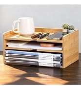 GroveMindoo Desk Organizer, Bamboo A4 Paper Organizer with Mail Organizer &amp; File Holder, Stackabl...