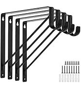 APOCHON 4 Pack Heavy Duty Closet Shelf and Rod Brackets 300lbs, 11 x 11 Inch Wall Mounted Closet ...