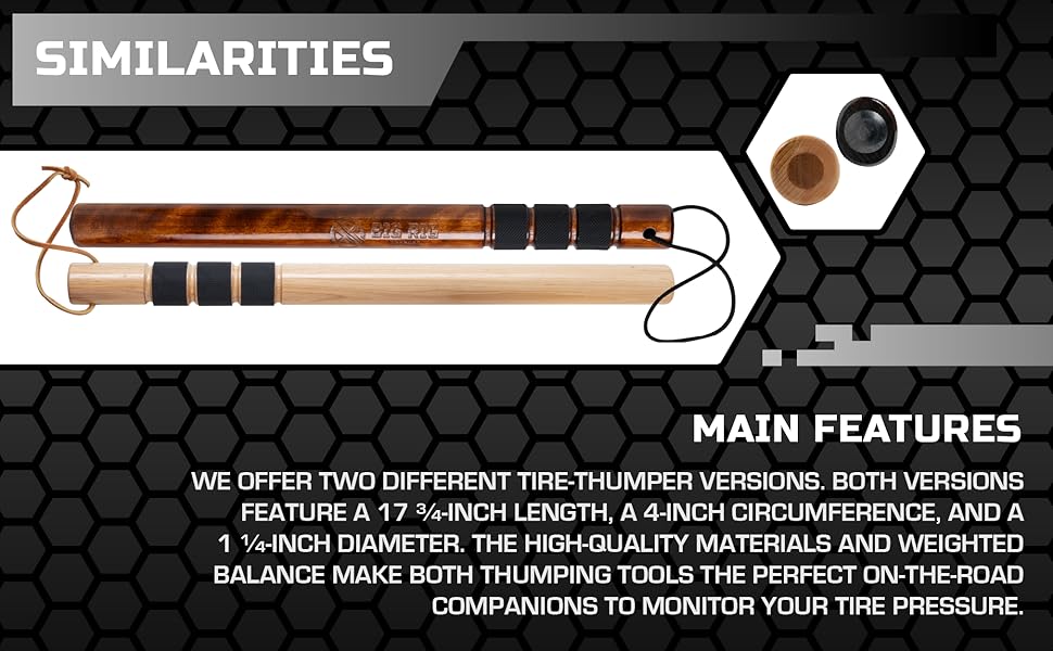  Two tire-pressure-gauge sticks and their similarities. Text reads: "High-quality weighted sticks."
