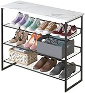 Garden 4 you 4 Tiers White Marble Shoe Rack,Freestanding Organizer Multi-Purpose Adjustable Flat ...