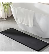Black Memory Foam Bath Runner Mat Long Narrow Bathroom Rug Microfiber Bathroom Carpet Non Slip So...