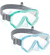 Vvinca Swim-Goggles with Nose Cover, 2 Packs Elastic Fabric Strap Snorkel Diving Mask Anti Fog UV...