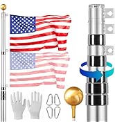 VEVOR 30FT Telescoping Flag Pole Kit, Heavy Duty Aluminum Alloy in Ground Flag Poles for Outside,...