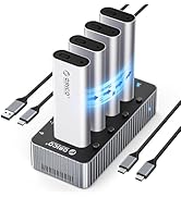 ORICO 4 Bay M.2 NVMe to USB C Hard Drive Docking Station 40Gbps M.2 SSD Adapter with Offline Clon...