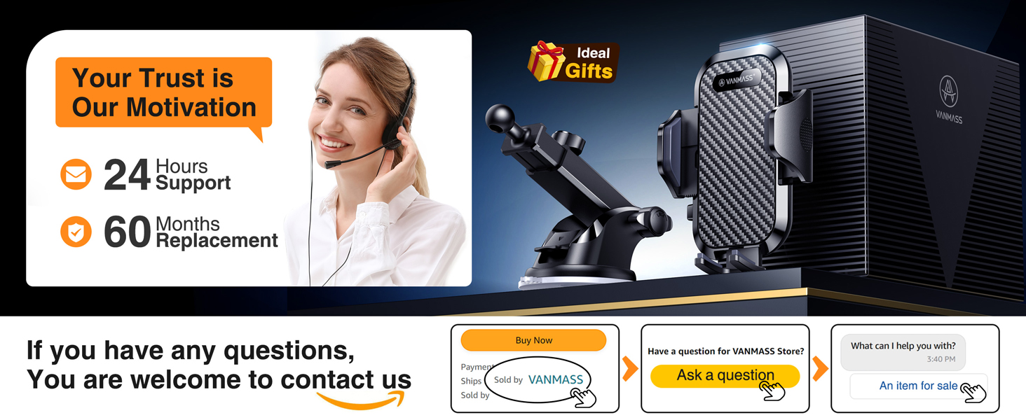 [2026 True Military-Grade] Car Phone Holder VANMASS [Upgraded Strongest Suction &amp;amp;amp;amp; Clip]