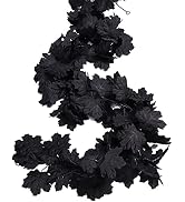 RECUTMS Fall Maple Leaf Garland Hanging Black Fall Leaves Vine Artificial Autumn Garland Hallowee...