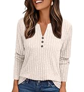 AUTOMET Womens Henley V Neck Long Sleeve Shirt Fall Dreesy Casual Tunic Loose Fit Top Sweater