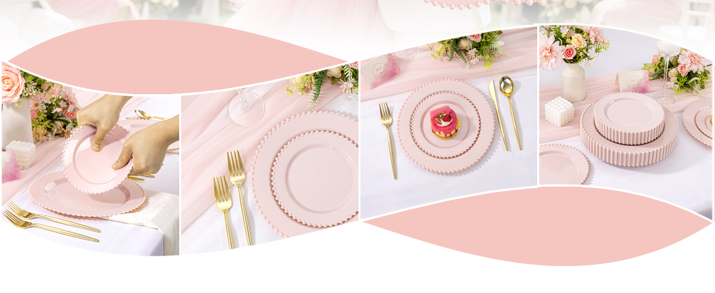 pink plastic plates
