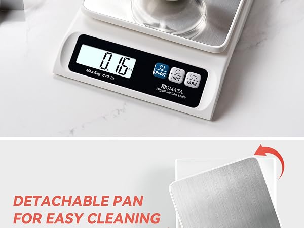 BOMATA 0.1g Food Scale, 13lb Digital Kitchen Scale with Removable Stainless Steel Pan