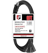 EP 6 Ft Outdoor Extension Cord with 3 Electrical Power Outlets - 16/3 SJTW Durable Black Cable wi...