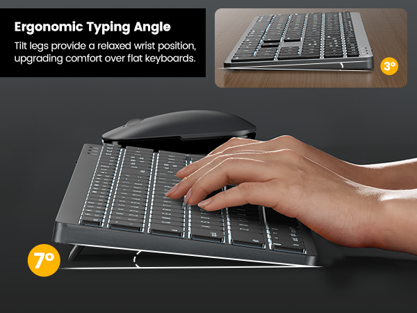 More comfortable typing angle