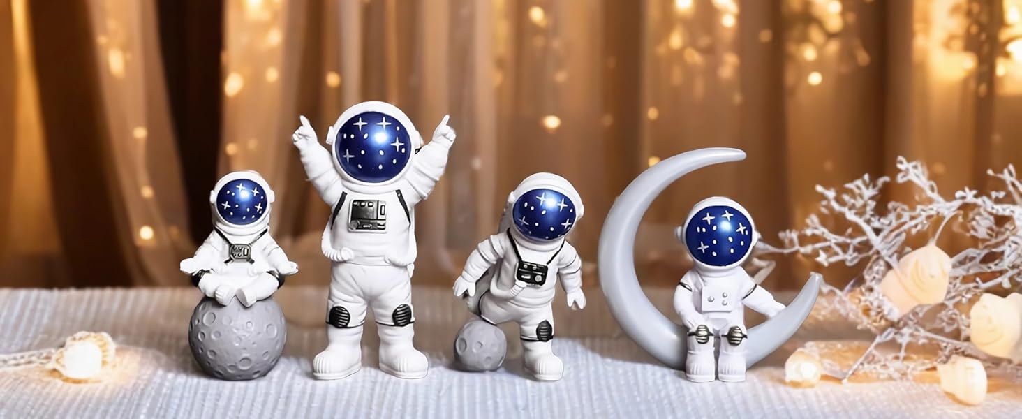 blue astronaut statues