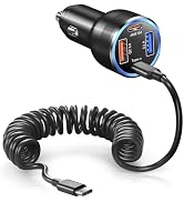 USB C Car Charger, Bangfun 65W 4-Port Dual 12V USB Car Power Charger PD&amp;QC3.0 Fast Charging Cigar...