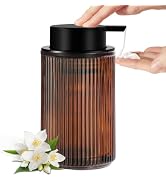KASUNTING Amber Glass Soap Dispenser Bathroom, Hand Soap Dispenser with Black Plastic Liquid Pump...
