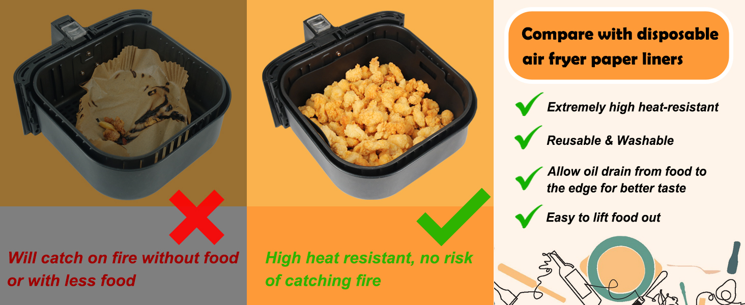 air fryer silicone liners 8 qt