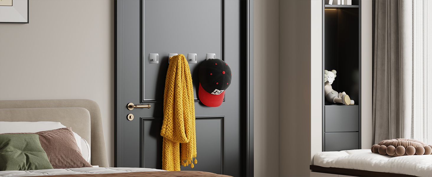 Bedroom door hooks for caps, scarves and clothes, convenient storage for everyday items