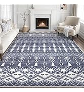 Area Rug Living Room Rugs - 9x12 Washable Large Soft Neutral Boho Moroccan Bohemian Farmhouse Rug...
