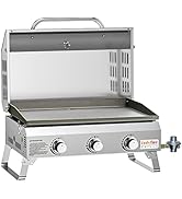 ONLYFIRE GRILLS Tabletop Gas Griddle with Foldable Legs, Portable 3-Burner Propane Gas Grill Grid...