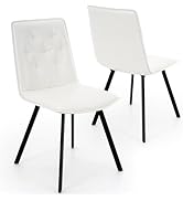 Brage Living Dining Chairs Set of 2, Faux Leather Tufted Kitchen Chairs, Modern Armless Dining Ro...