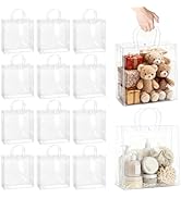 BadenBach 16 Pack Clear Gift Bags with Handles, 11.8" x 11.8" x 3.9" Large Reusable Plastic Party...