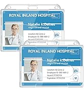 Teskyer Hard Plastic Badge Holder, Clear ID Badge Name Card Holder with Easy Access Thumb Slot, H...