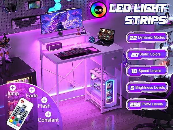gaming desk with led lights