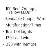 QBIS 100 Red, Orange &amp; Yellow LEDs, fairy lights for bedroom with Remote, twinkle lights plug in ...