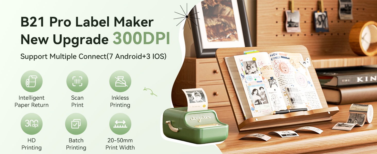 B21 pro label maker, new upgrade 300dpi label printer