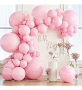 Pink Balloon Arch Kit, 133pcs Pastel Light Pink Latex Balloons in 36in,18in,12in,10in,5in Differe...