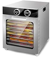 Food Dehydrator with 8 Stainless Steel Trays, with Electronic knob, 194°F Temperature Adjustable ...