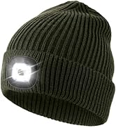 Wmcaps Unisex LED Beanie with Light, USB Rechargeable LED Headlamp Hat Beanie, Winter Warm Knitte...