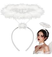 Angel Halo Headband White Feather Costume Accessory Halloween Cosplay | Feather Angel Halo Headba...