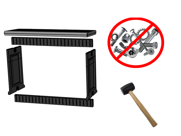 bench and rubber mallet