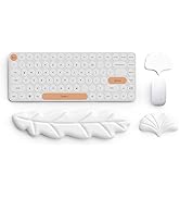 Lauspuck Keyboard Wrist Rest Pad Set, Leaf Shape PU Leather Memory Foam Wrist Cushion Support,Mou...
