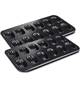 SWETON 12 Cup Madeleine Pan Nonstick Shell-shaped Baking Cake Mold Pan - 2Packs