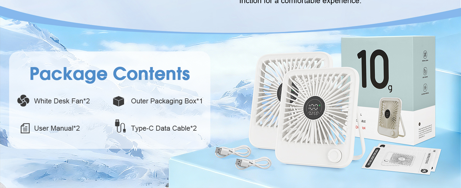 white portable desk fan